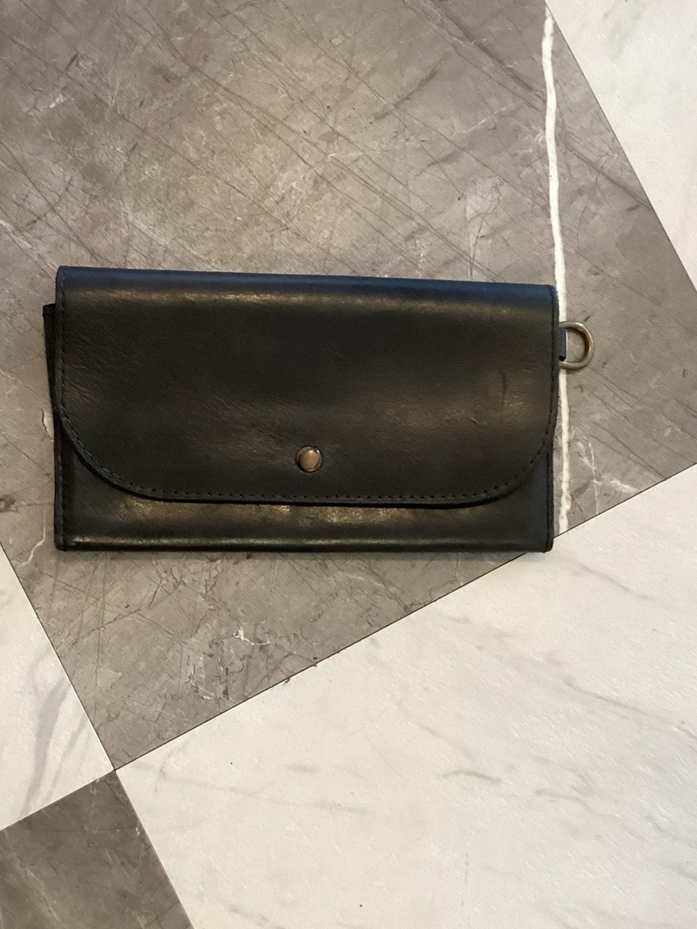 Able Black Leather Snap Wallet with D-Ring